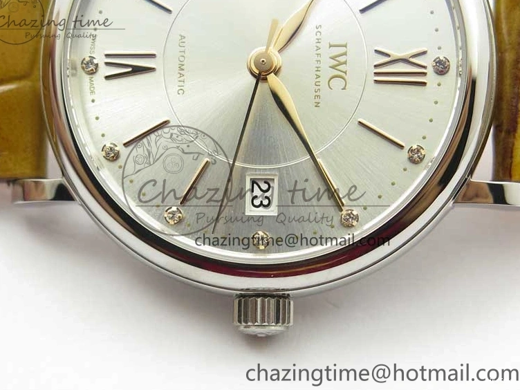 MIROTIME 0515 Durable Portofino 37mm SS V7F 1:1 Best Edition White Dial on Light Brown Leather Strap A 7092